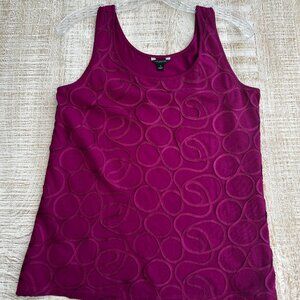 Ann Taylor Magenta Dark Pink Ribbon Swirls Tank Top Size Small
